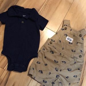 Carter’s two-piece navy & beige set. THREE MONTHS
